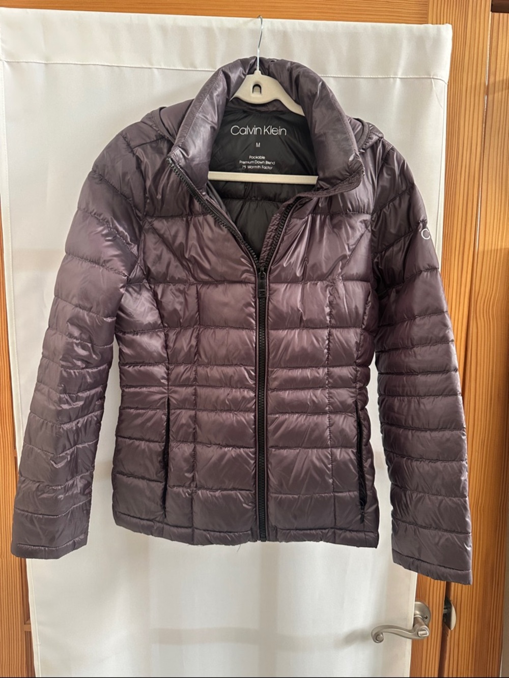 Calvin Klein Women's Shiny Plum Quilted Packable Puffer Jacket